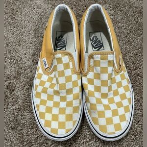 Yellow and White Checkered Slip-on Vans